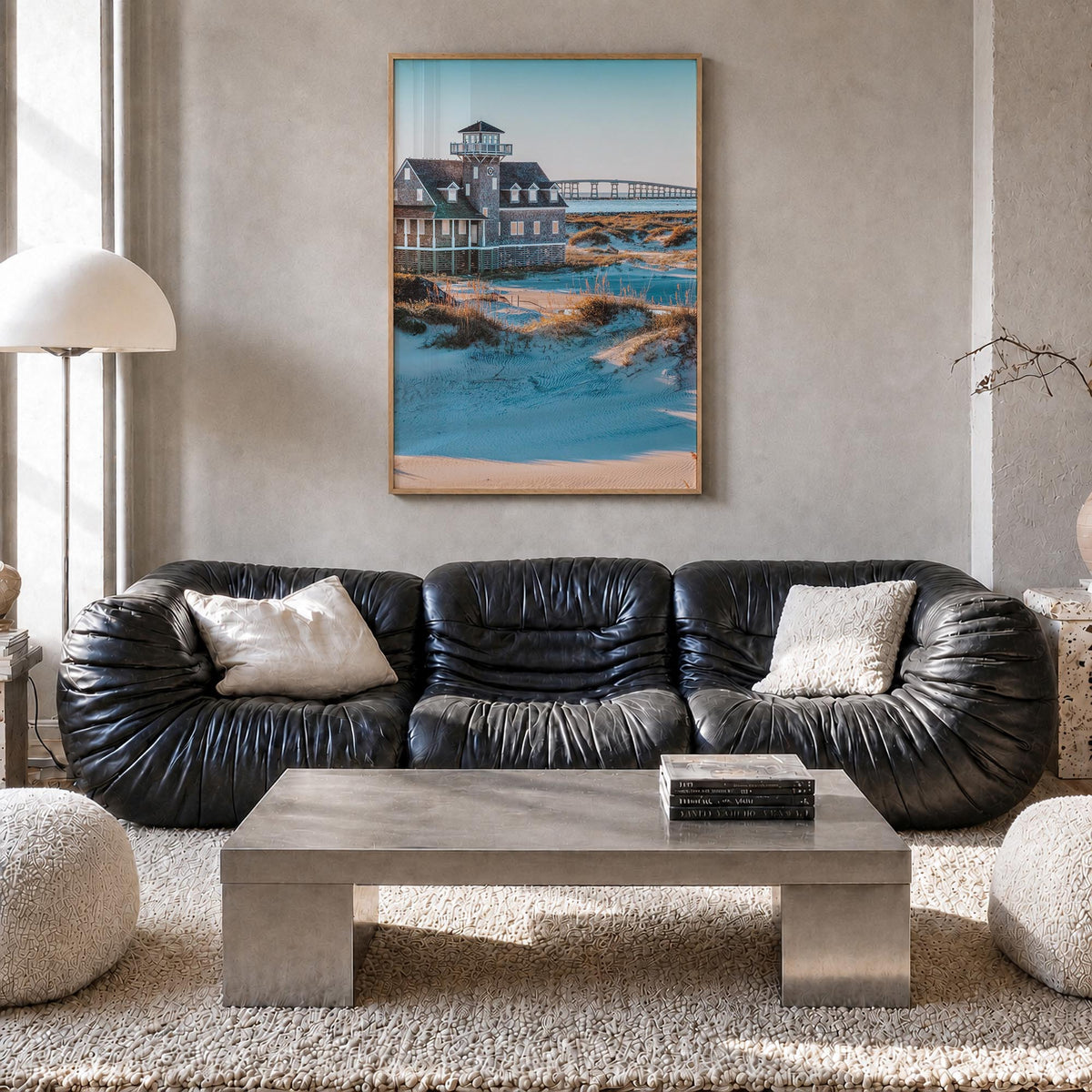 Outer Banks no. 2 colorful photo poster of North Carolina & Virginia, USA – vertical wall art in natural wood frame, hanging 
