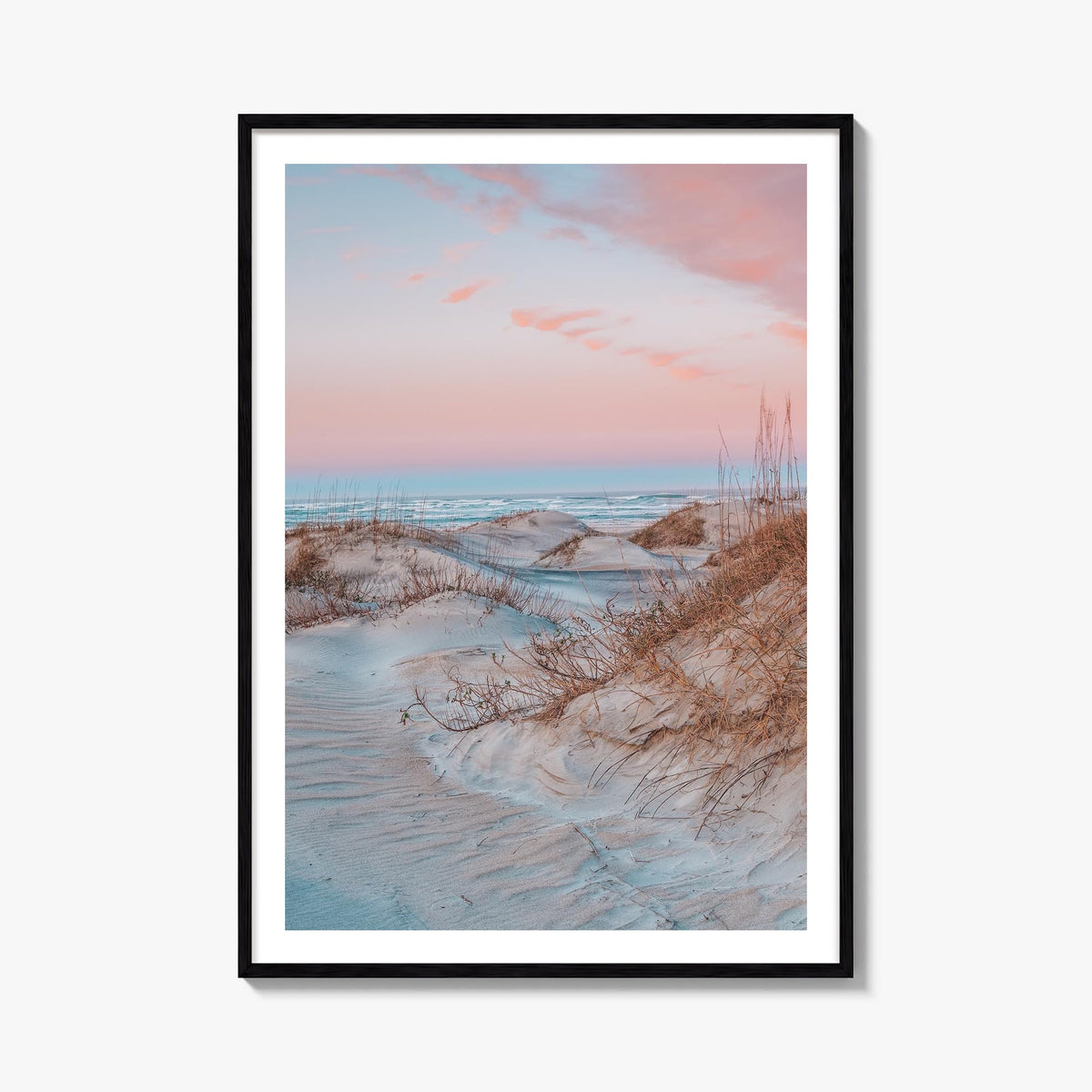 Outer Banks no. 3 colorful photo poster of North Carolina & Virginia, USA – vertical wall art, unframed print shown in interi