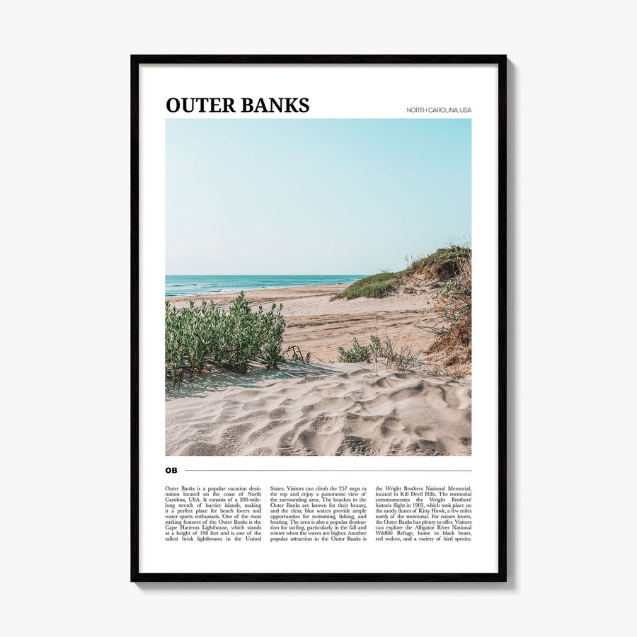 Outer Banks Travel Poster, framed poster mockup