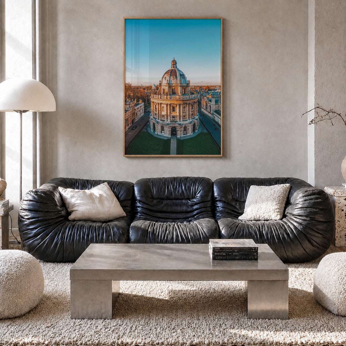 Oxford, England colorful photo poster of United Kingdom – vertical wall art in natural wood frame, hanging on wall