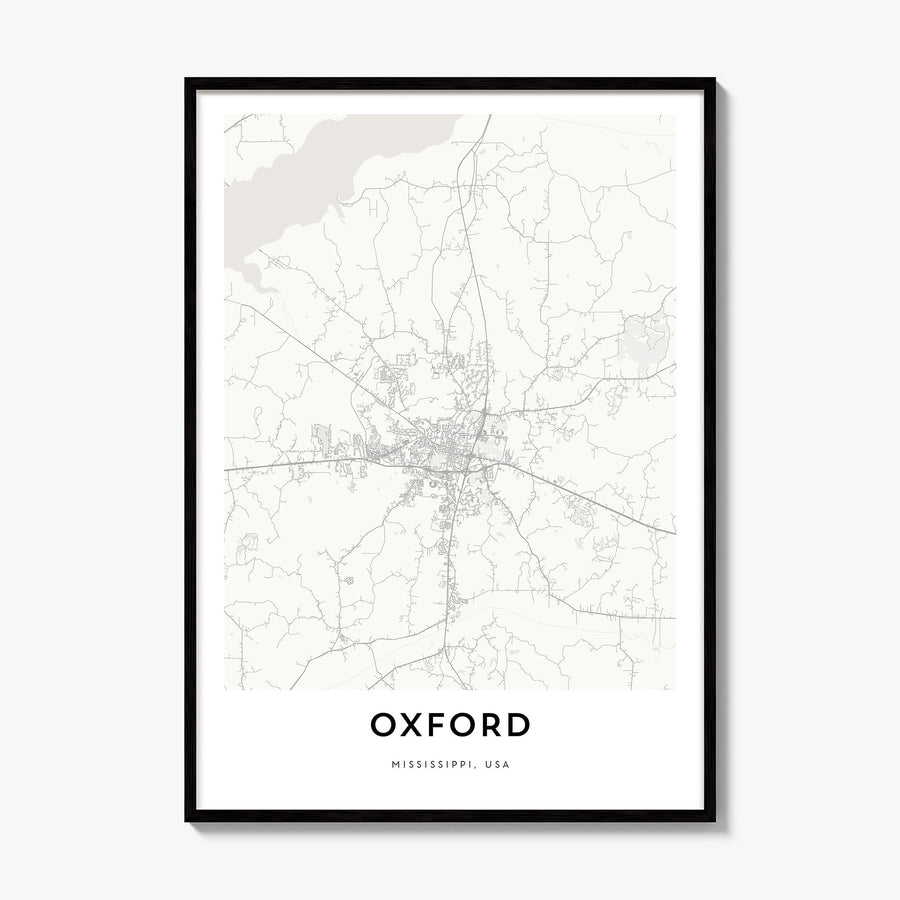 Oxford, Mississippi Map Poster, framed poster mockup