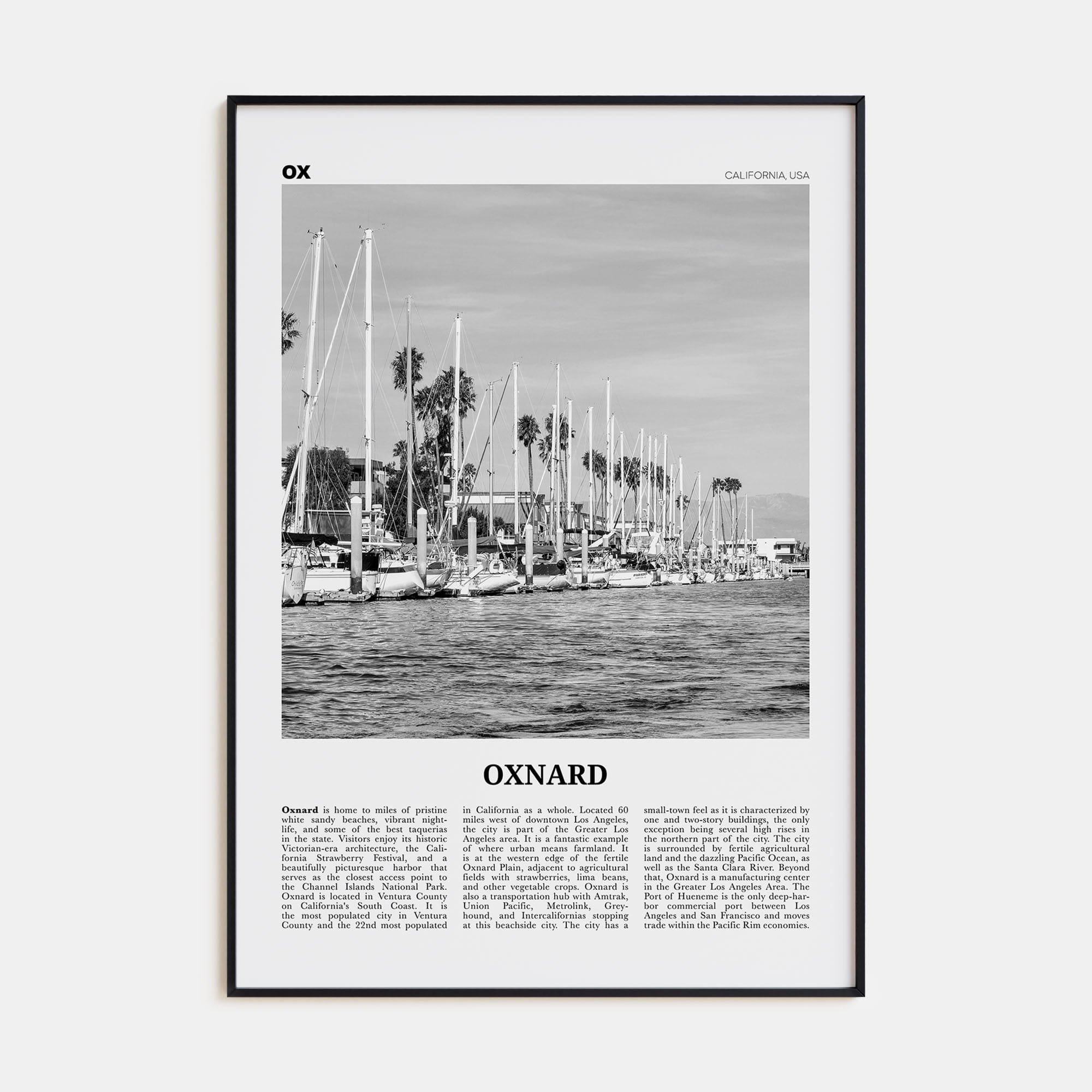 Oxnard Poster None / 8x12 in Nbourhood Travel B&W Poster