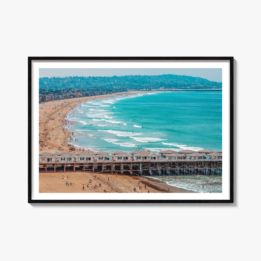 Pacific Beach colorful photo poster of San Diego, California – horizontal wall art, unframed print shown in interior mockup