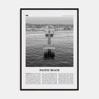 Pacific Beach No 1 Poster Black Wood / 8x12 in Nbourhood Travel B&W Poster