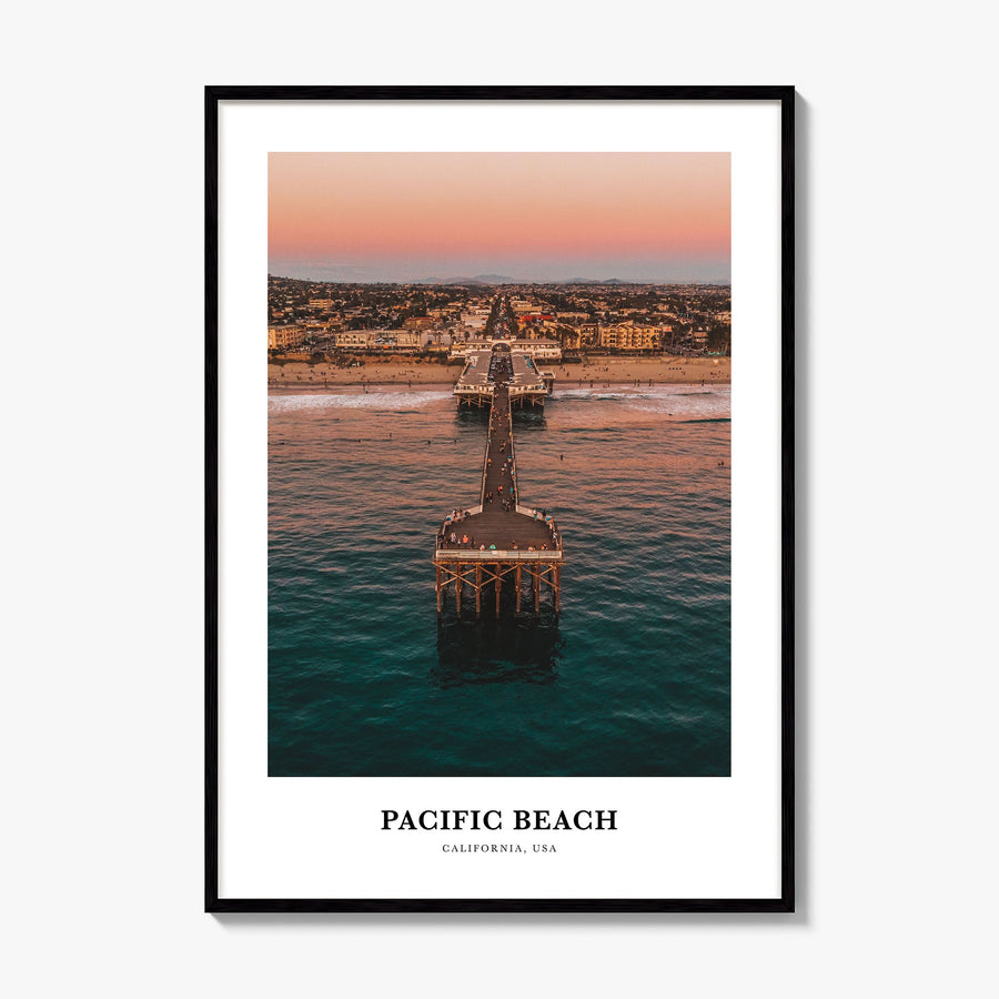 Pacific Beach Classic Poster, framed poster mockup