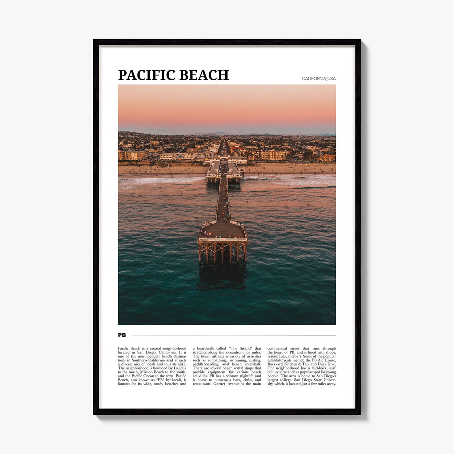 Pacific Beach Travel Poster, framed poster mockup