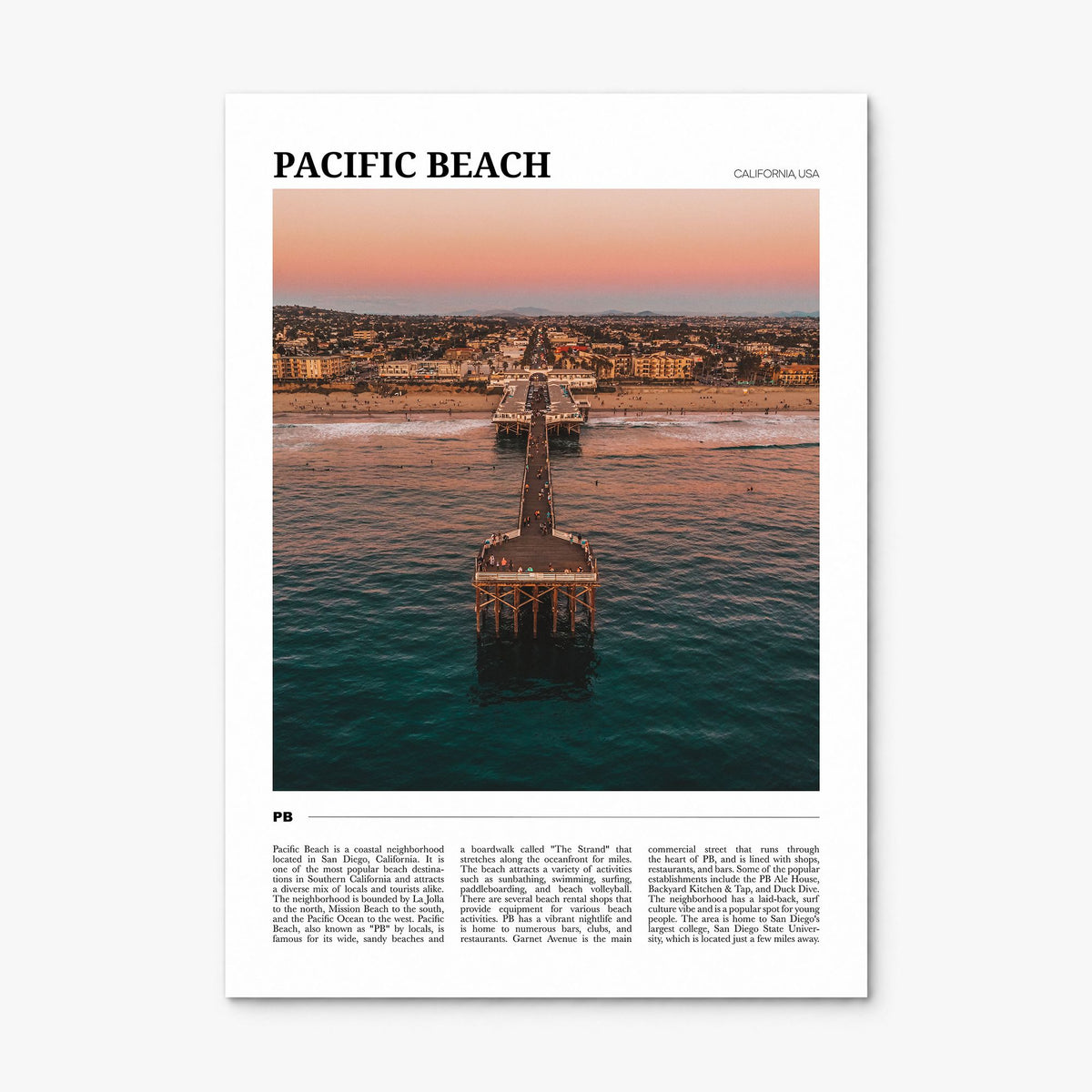 Pacific Beach Travel Poster, print only (unframed)
