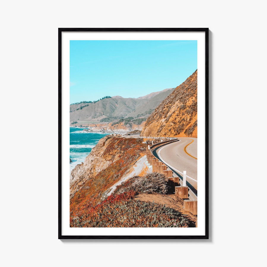 Pacific Coast Highway no. 2 colorful photo poster of California, USA – vertical wall art, unframed print shown in interior mo
