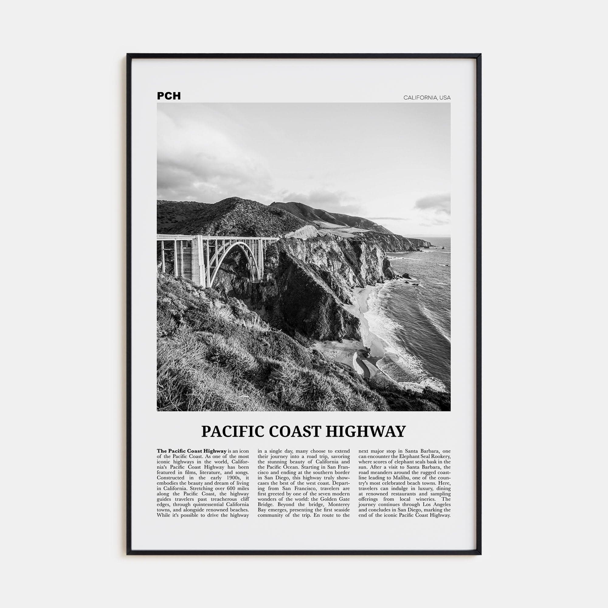 Pacific Coast Highway No 2 Poster None / 8x12 in Nbourhood Travel B&W Poster