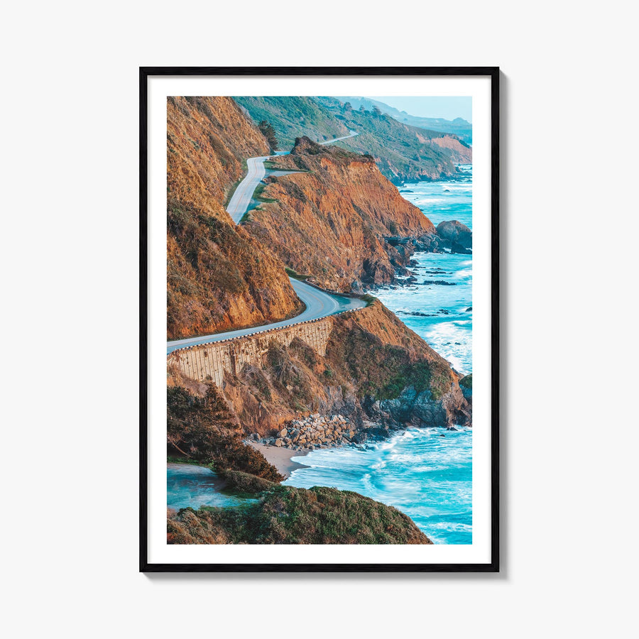 Pacific Coast Highway no. 3 colorful photo poster of California, USA – vertical wall art, unframed print shown in interior mo