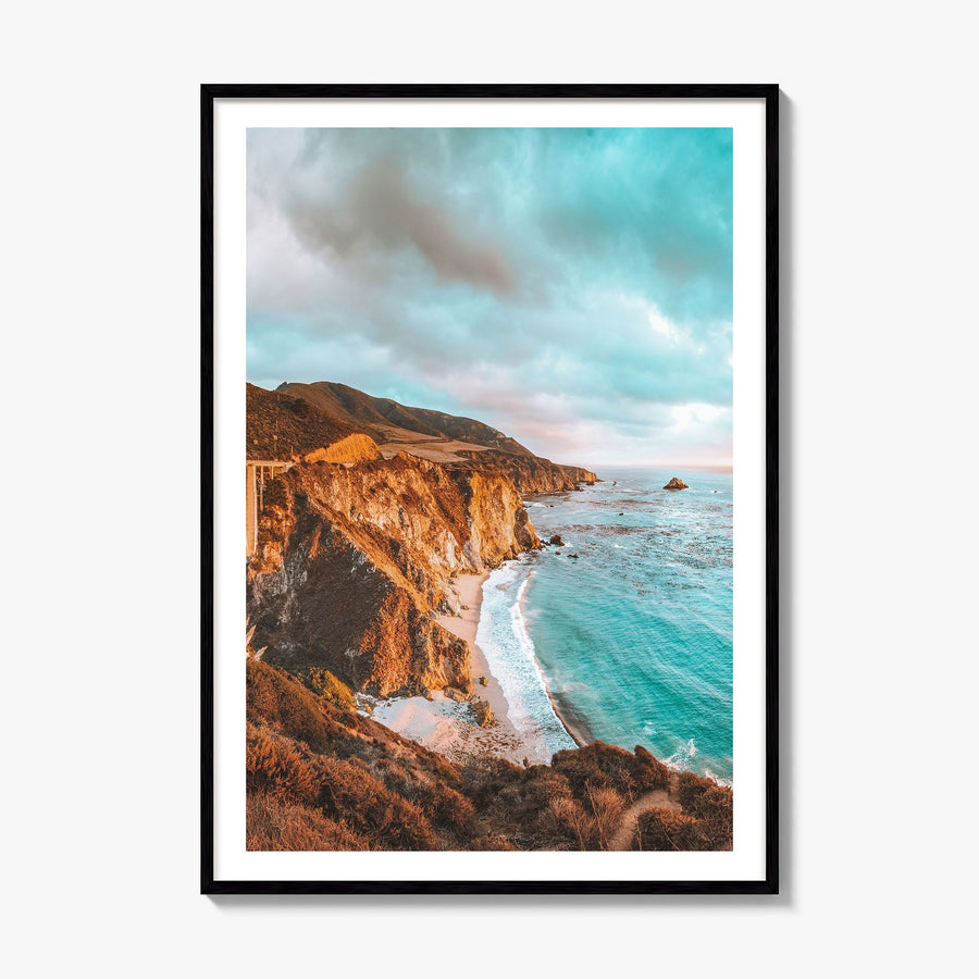 Pacific Coast Highway Photo No 1 Poster, framed poster mockup, white border