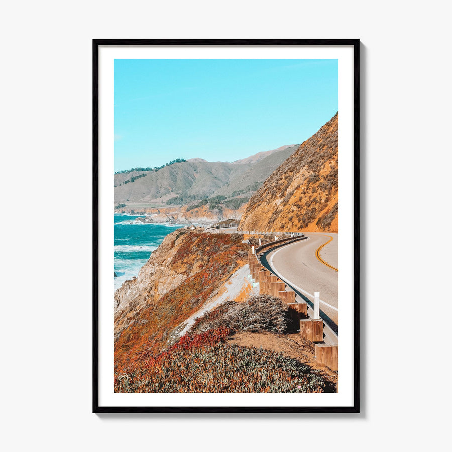 Pacific Coast Highway Photo No 2 Poster, framed poster mockup, white border