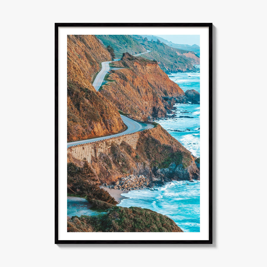 Pacific Coast Highway Photo No 3 Poster, framed poster mockup, white border