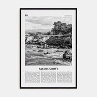 Pacific Grove Poster Black Wood / 8x12 in Nbourhood Travel B&W Poster