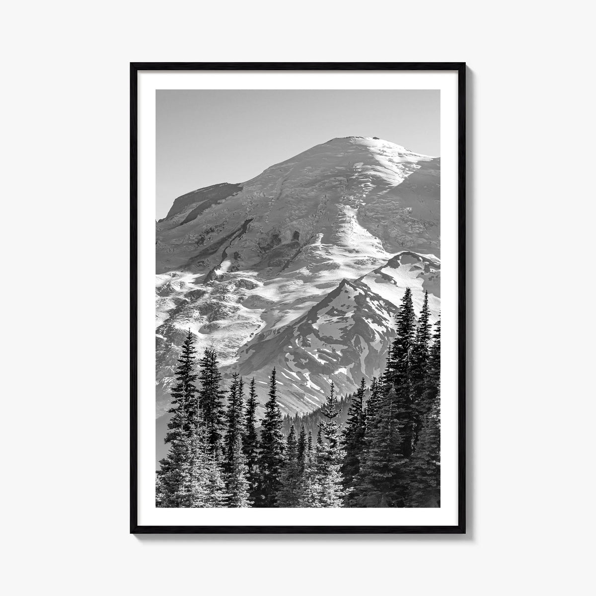Pacific Northwest black & white photo poster of United States & Canada – vertical wall art, unframed print shown in interior 