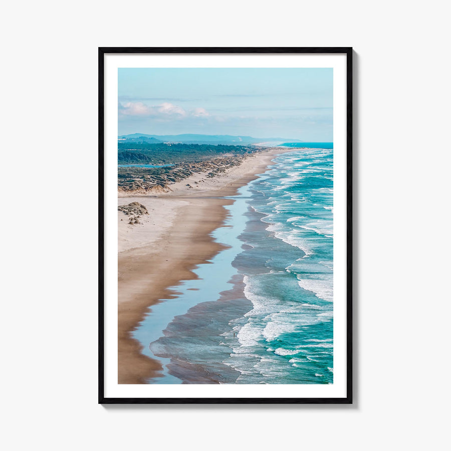 Pacific Northwest colorful photo poster of United States & Canada – vertical wall art, unframed print shown in interior mocku