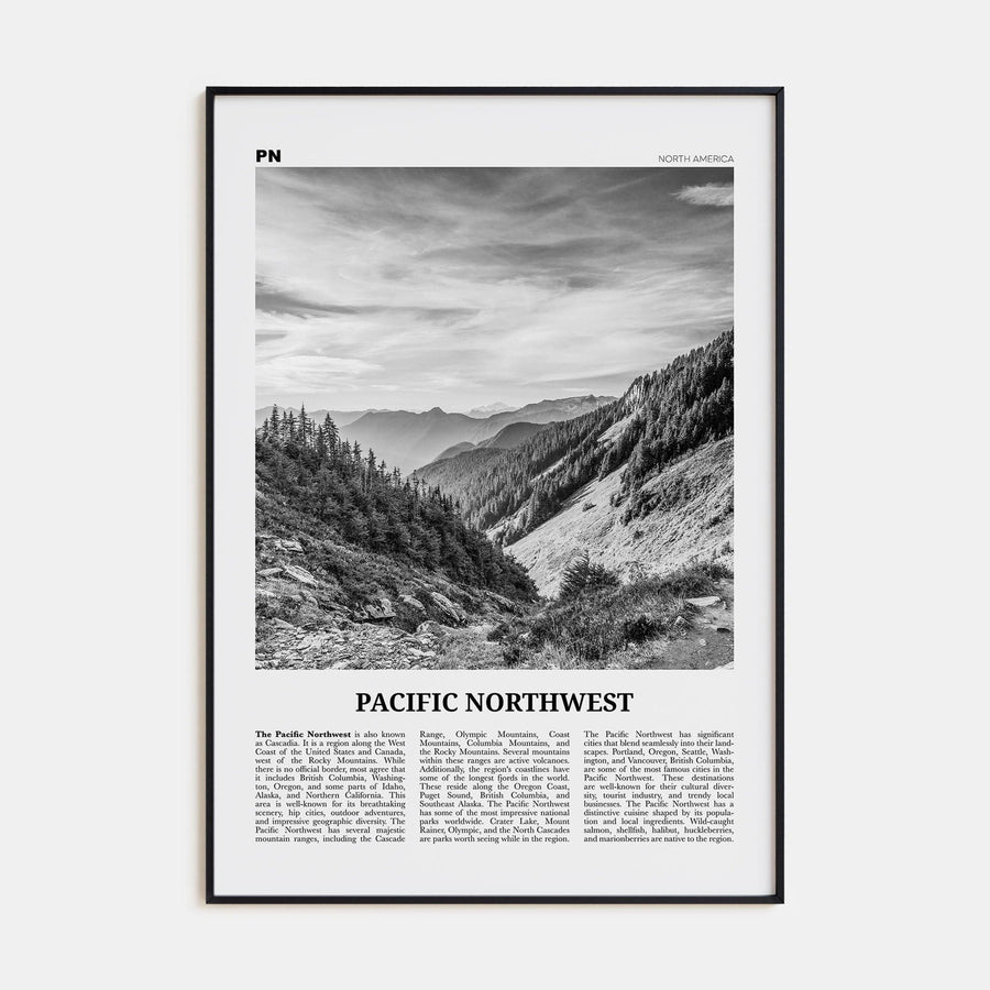 Pacific Northwest Poster None / 8x12 in Nbourhood Travel B&W Poster