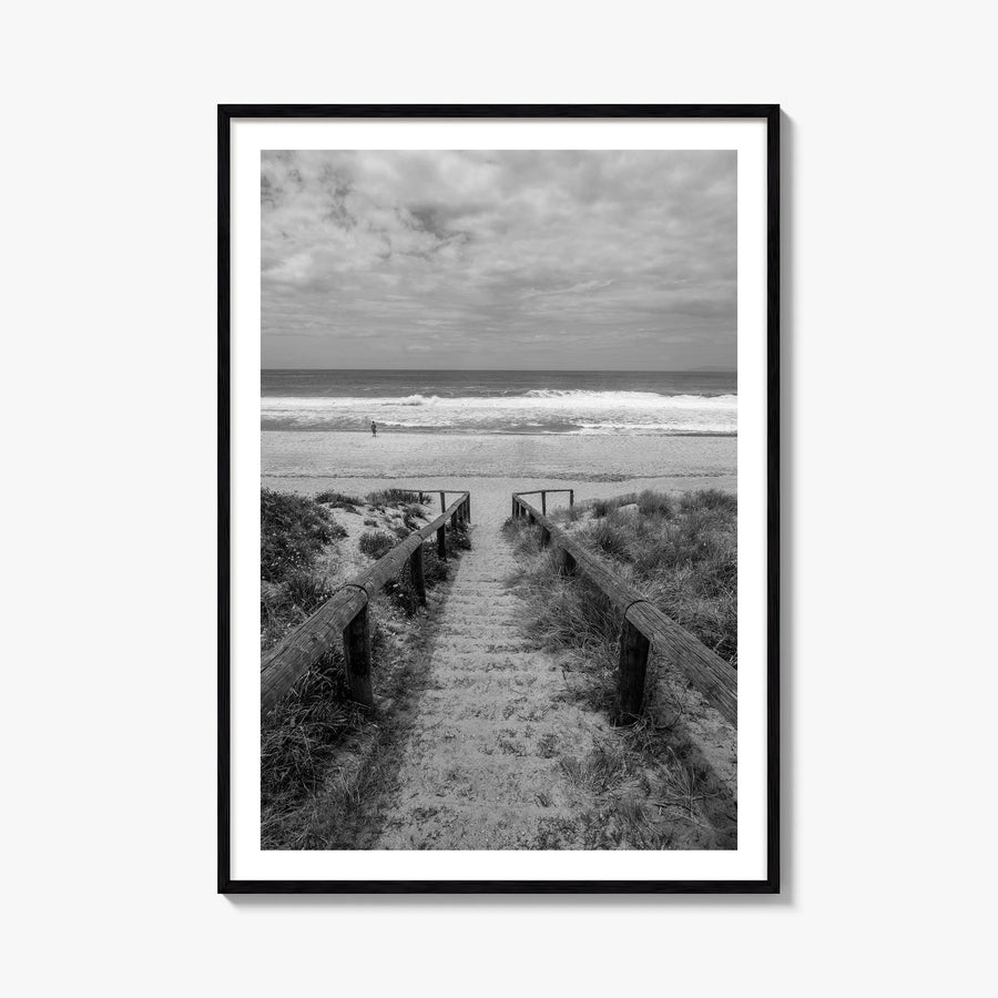 Pacific Ocean black & white photo poster of Oceania – vertical wall art, unframed print shown in interior mockup