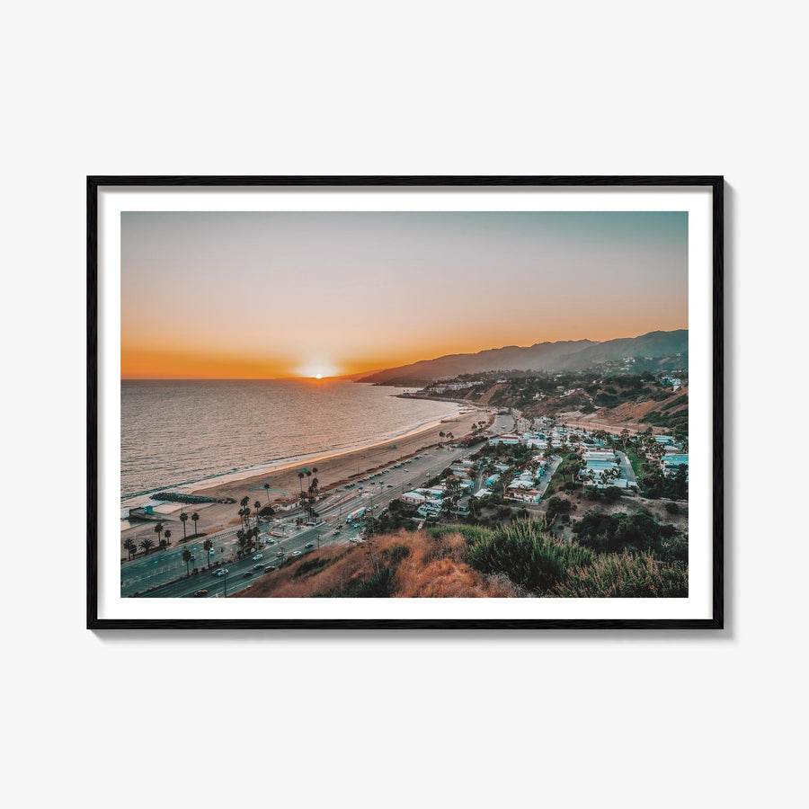 Pacific Palisades colorful photo poster of Los Angeles, California – horizontal wall art, unframed print shown in interior mo