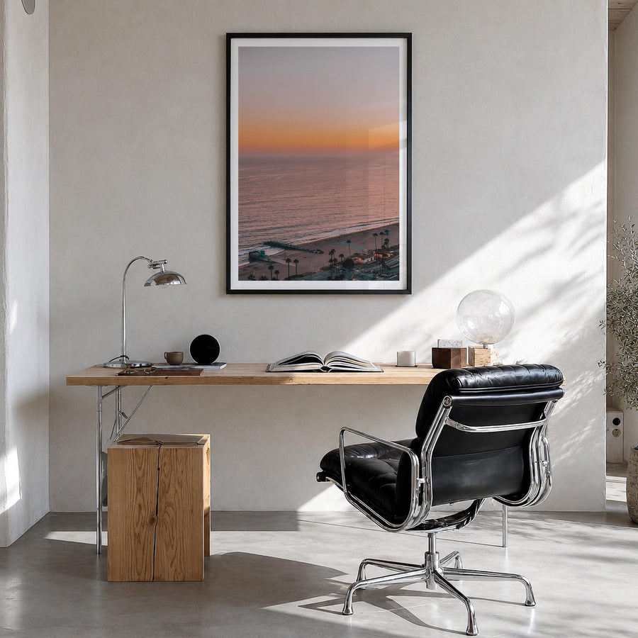 Pacific Palisades no. 5 colorful photo poster of Los Angeles, California – vertical wall art in black wood frame with white b