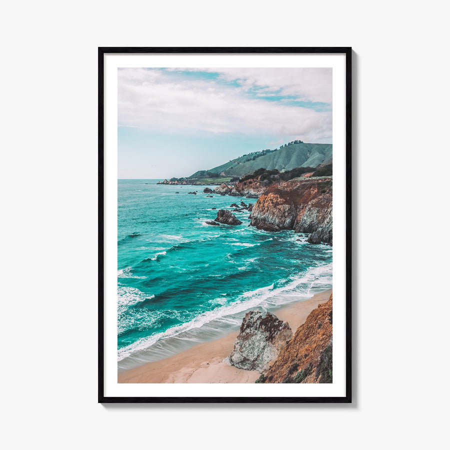 Pacifica colorful photo poster of California, USA – vertical wall art, unframed print shown in interior mockup