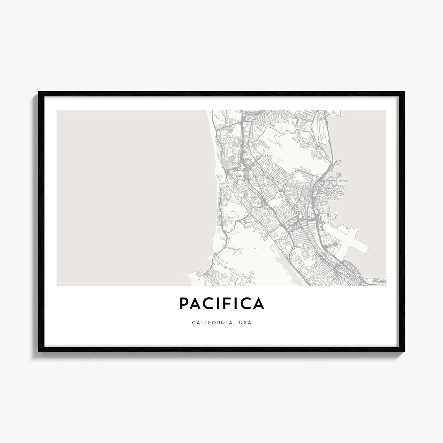 Pacifica Map Poster, framed poster mockup