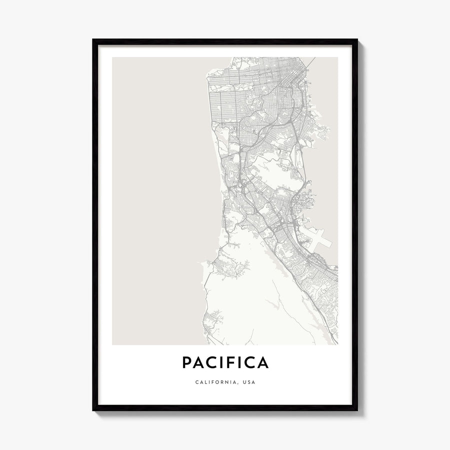 Pacifica Map Poster, framed poster mockup