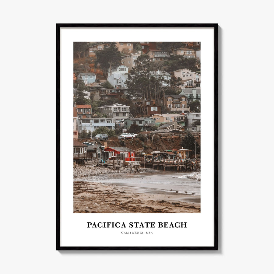 Pacifica State Beach Classic Poster, framed poster mockup