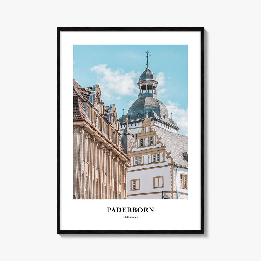 Paderborn colorful classic poster of Germany – vertical wall art, unframed print shown in interior mockup