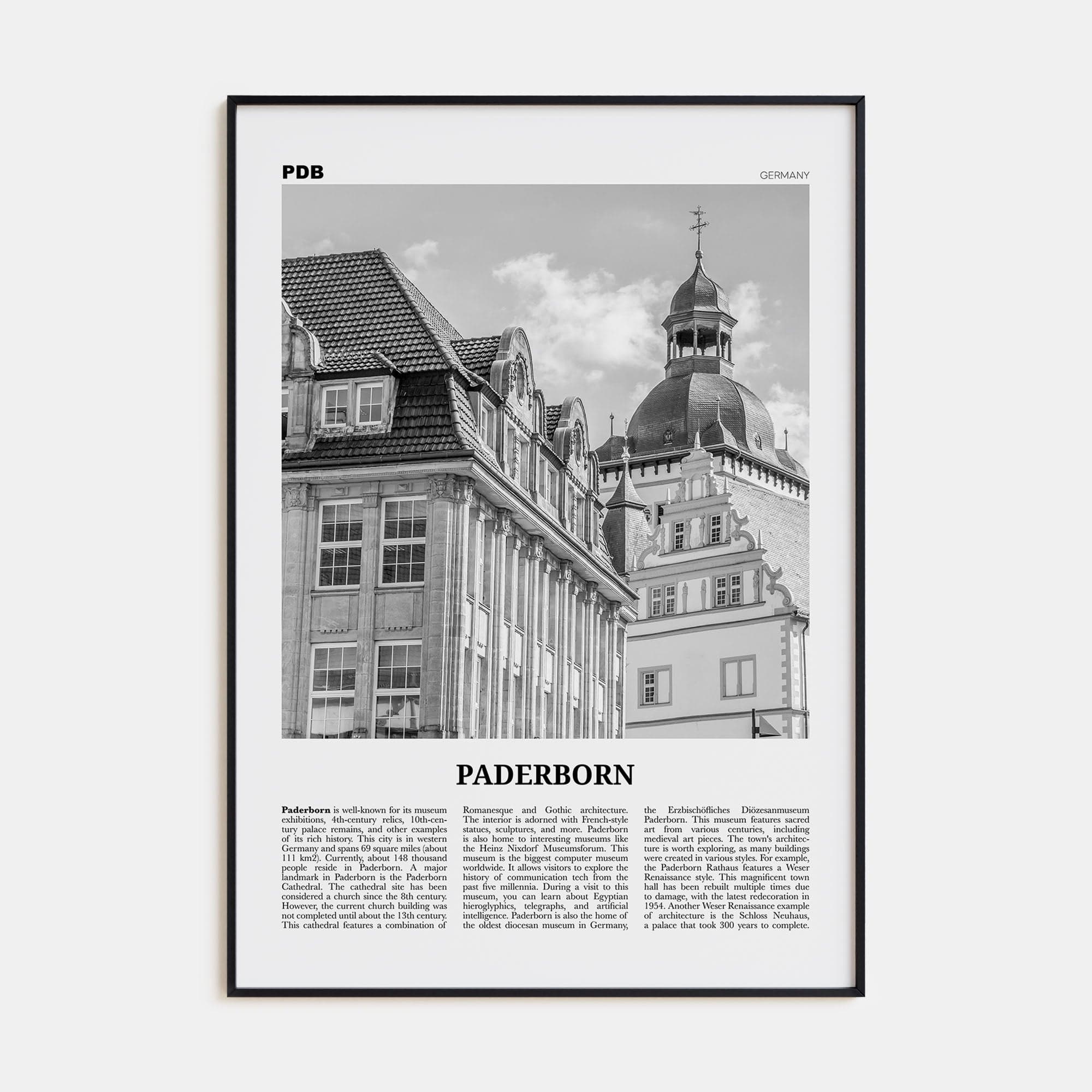 Paderborn Poster None / 8x12 in Nbourhood Travel B&W Poster