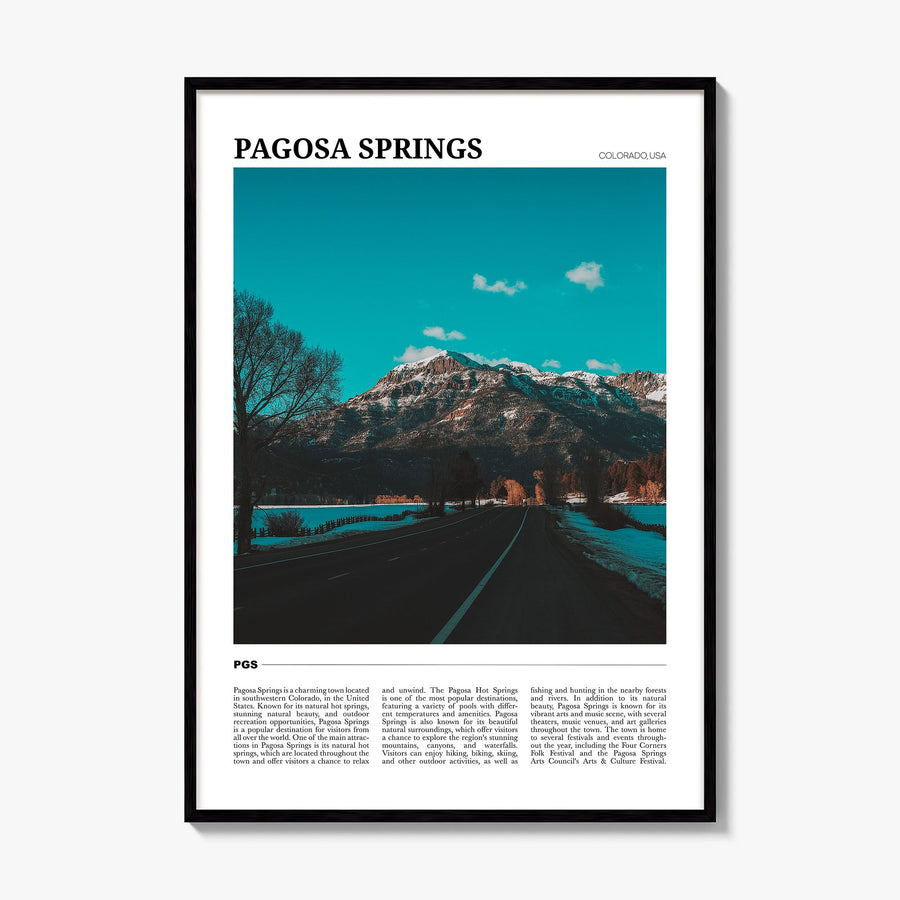 Pagosa Springs Travel Poster, framed poster mockup