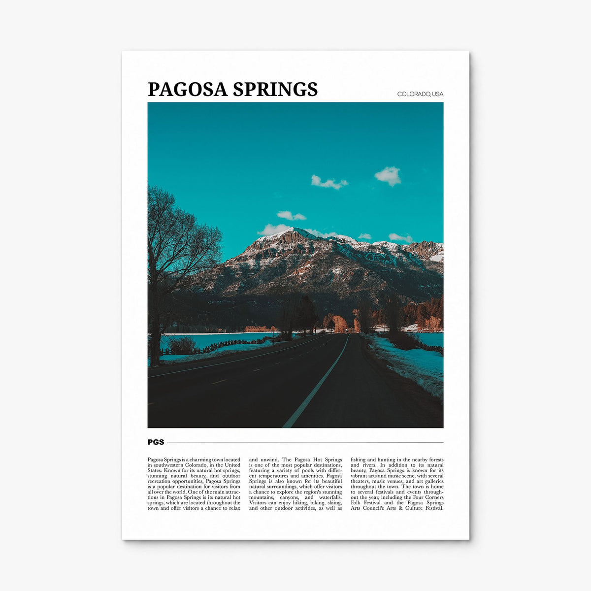 Pagosa Springs Travel Poster, print only (unframed)