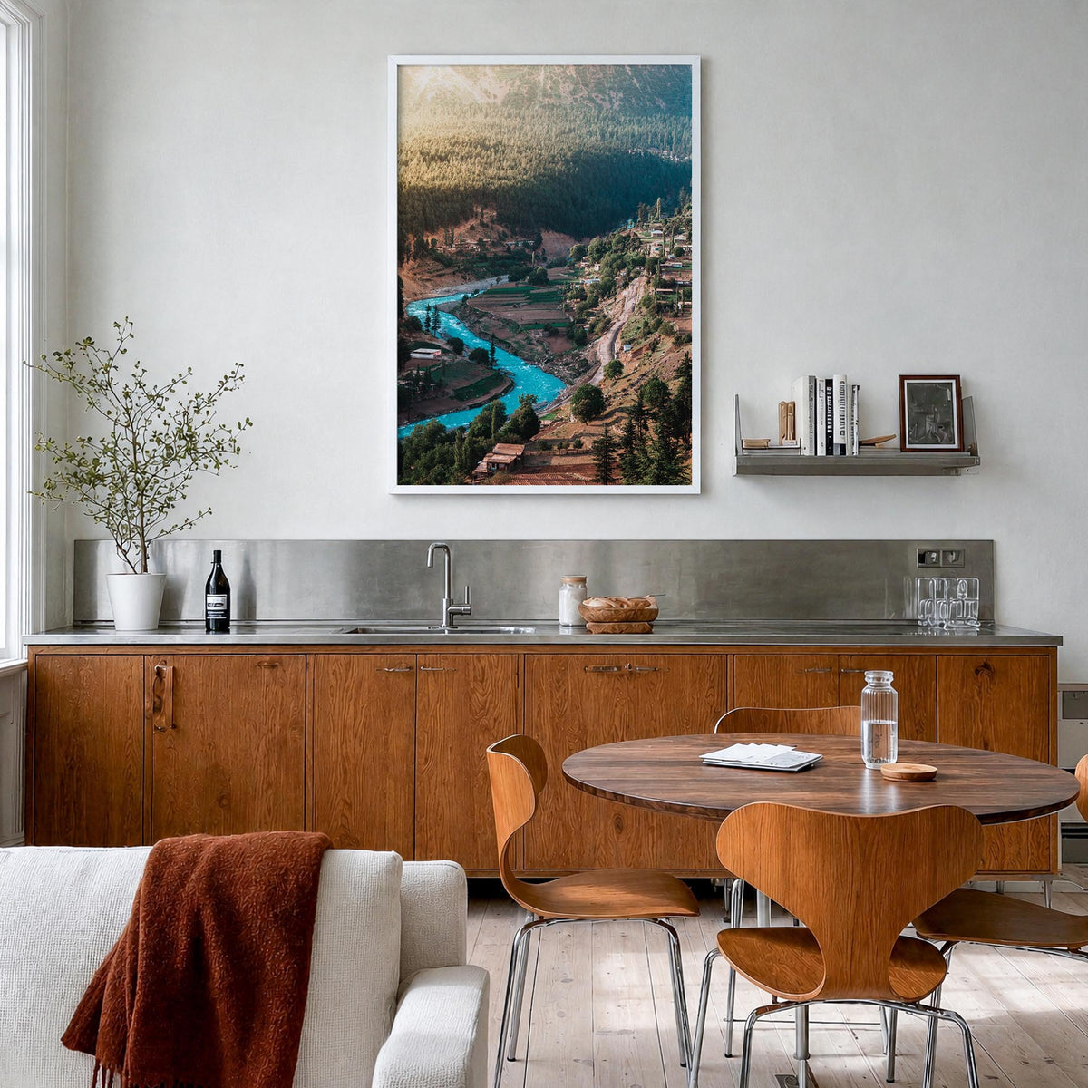 Pakistan colorful photo poster of Asia – vertical wall art in white wood frame, hanging on wall