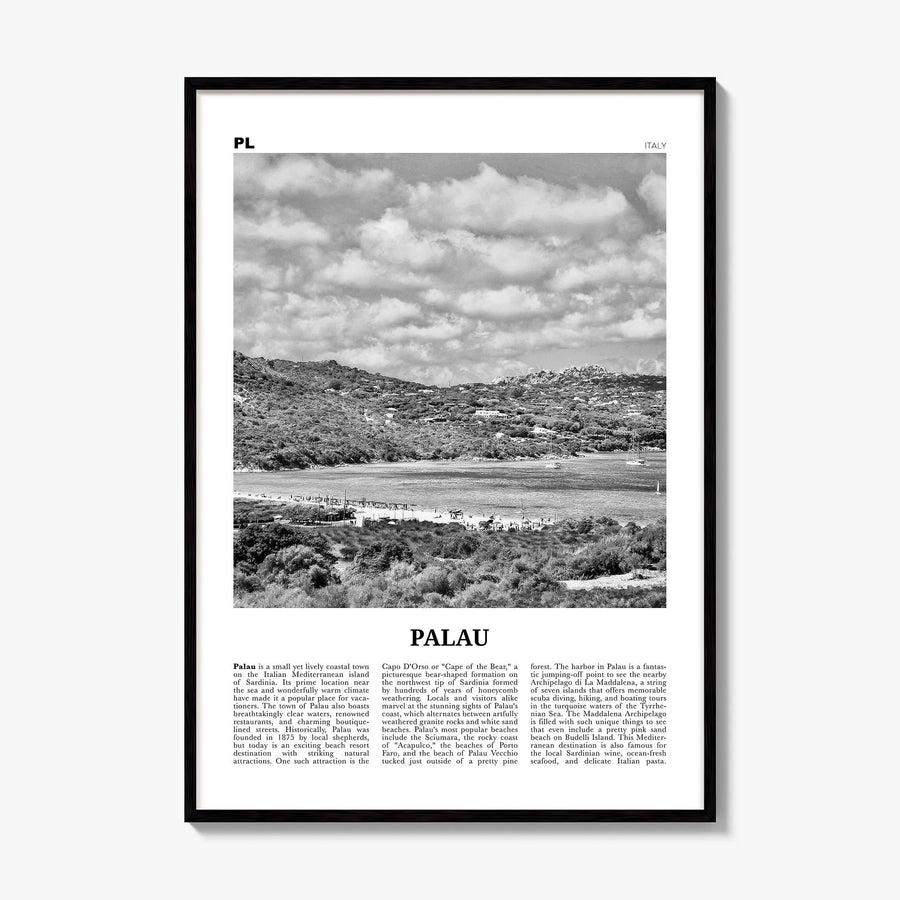 Palau, Italy Newspaper Poster, framed poster mockup