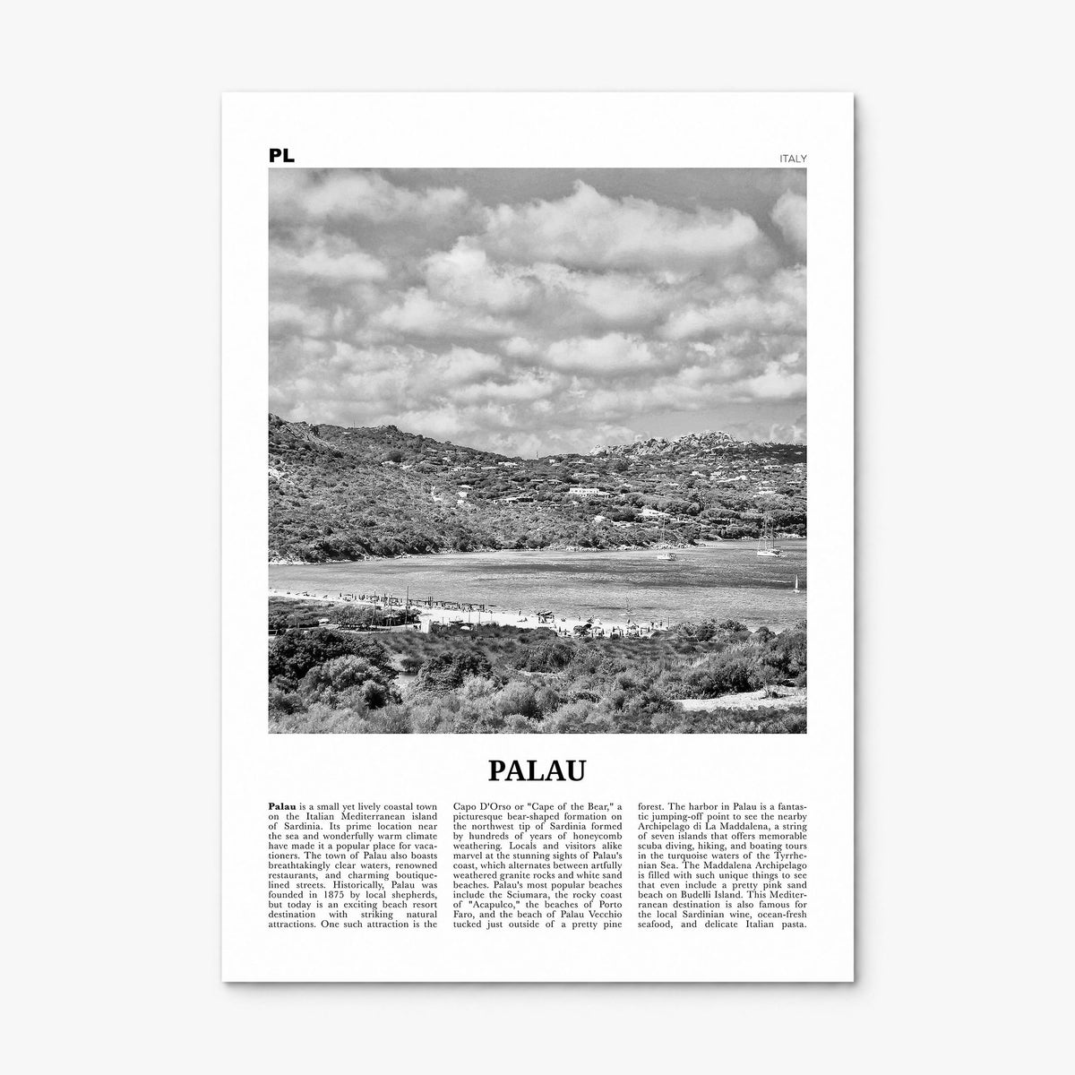 Palau, Italy Newspaper Poster, print only (unframed)