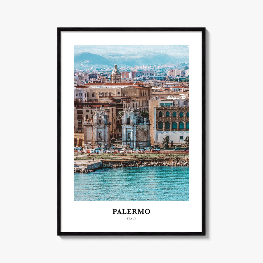 Palermo colorful classic poster of Italy – vertical wall art, unframed print shown in interior mockup