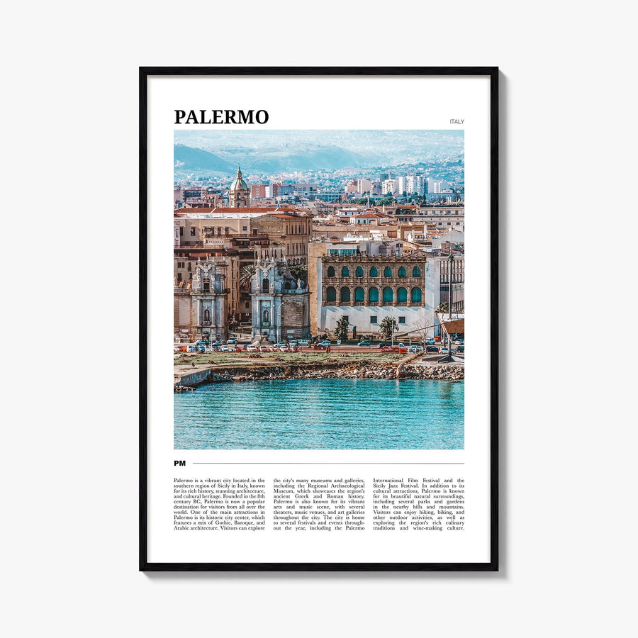 Palermo colorful travel poster of Italy – vertical wall art, unframed print shown in interior mockup