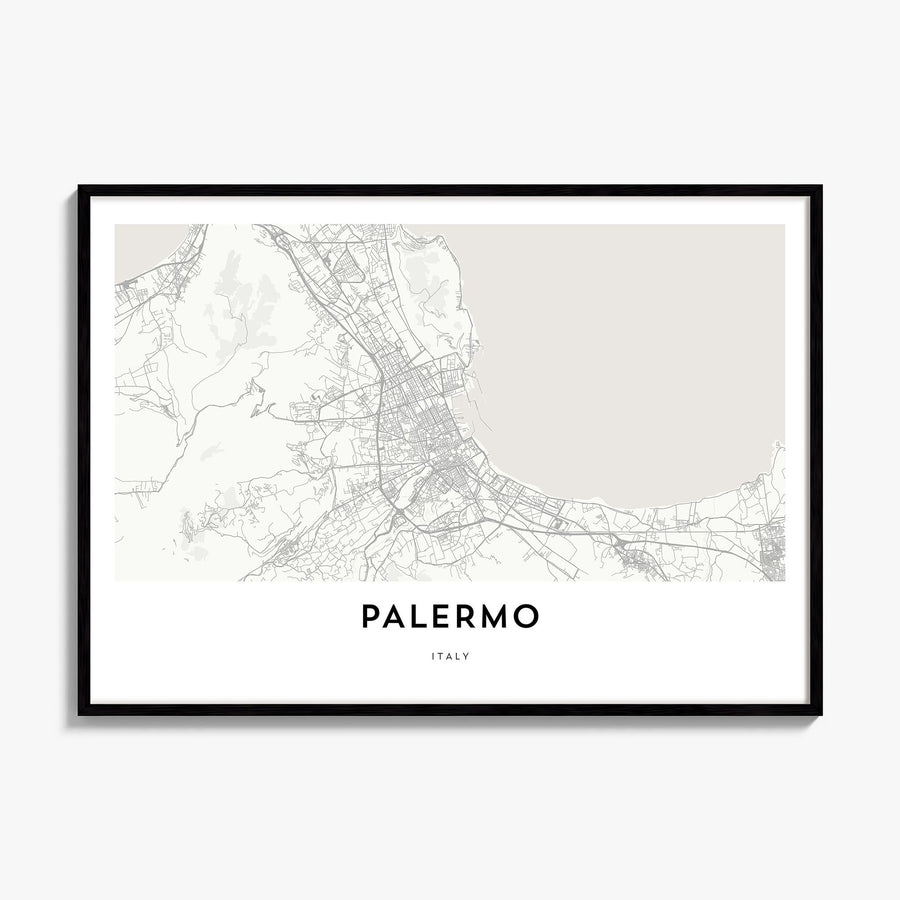 Palermo Map Poster, framed poster mockup