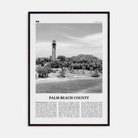 Palm Beach County Poster Black Wood / 8x12 in Nbourhood Travel B&W Poster