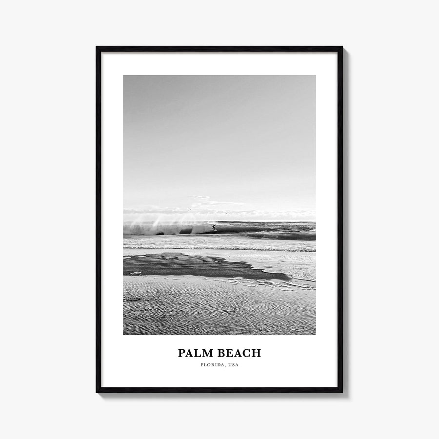 Palm Beach, Florida black & white classic poster of Florida, USA – vertical wall art, unframed print shown in interior mockup