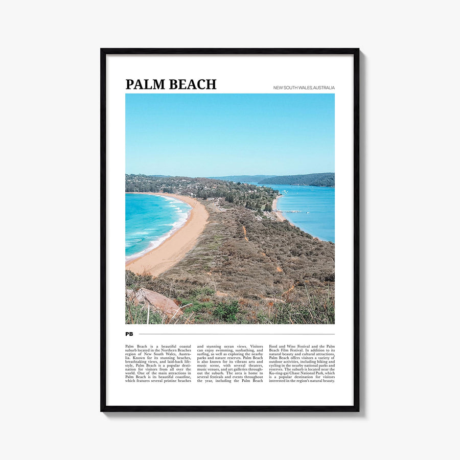 Palm Beach, New South Wales colorful travel poster of Australia – vertical wall art, unframed print shown in interior mockup