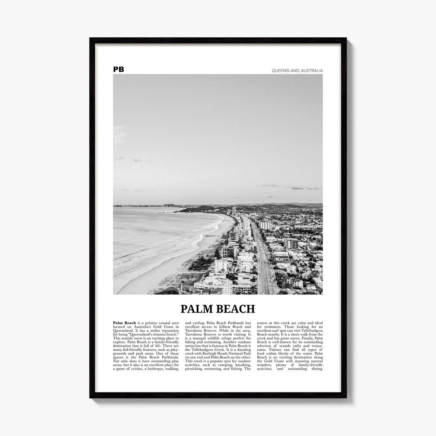 Palm Beach, Queensland Newspaper Poster, framed poster mockup