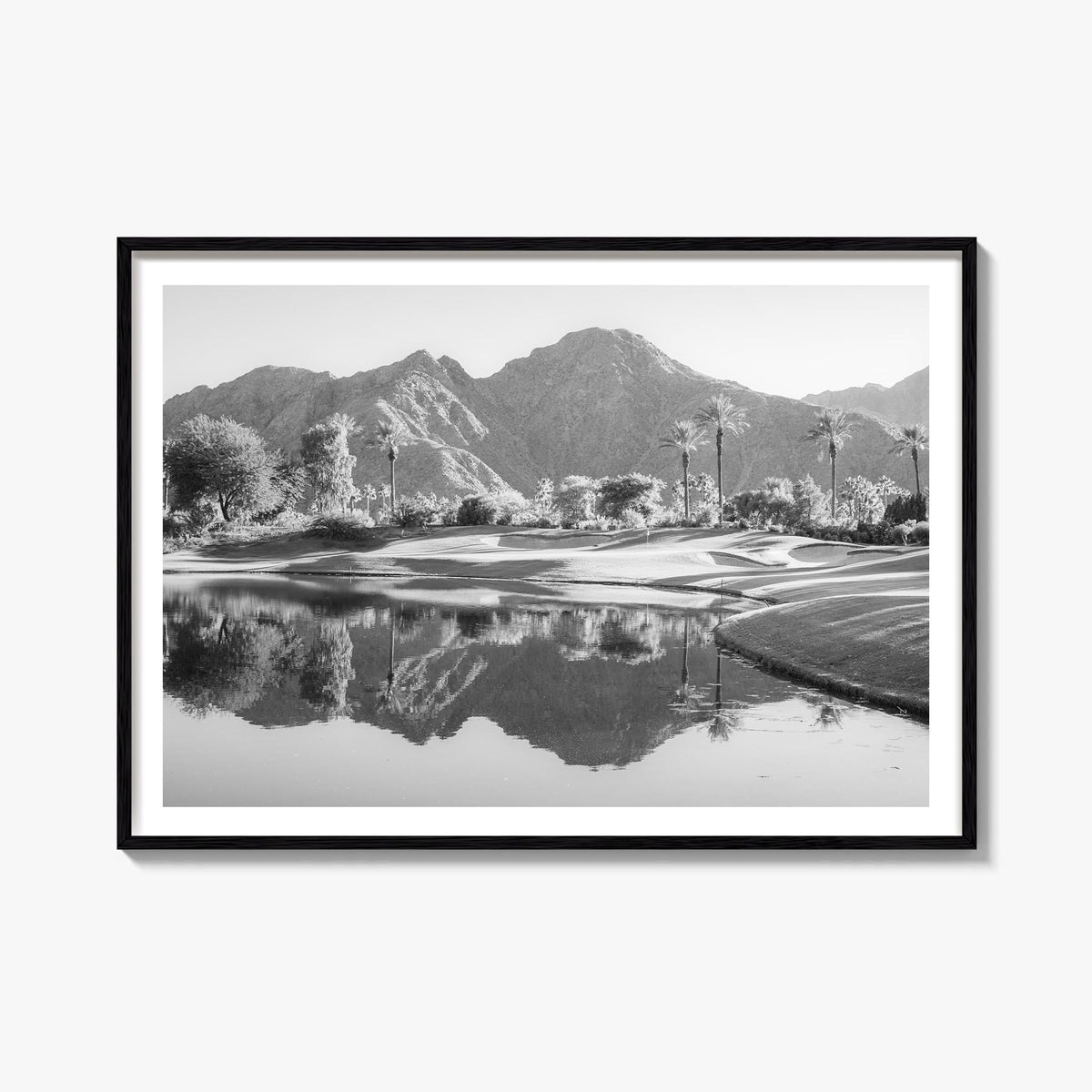 Palm Desert black & white photo poster of California, USA – horizontal wall art, unframed print shown in interior mockup