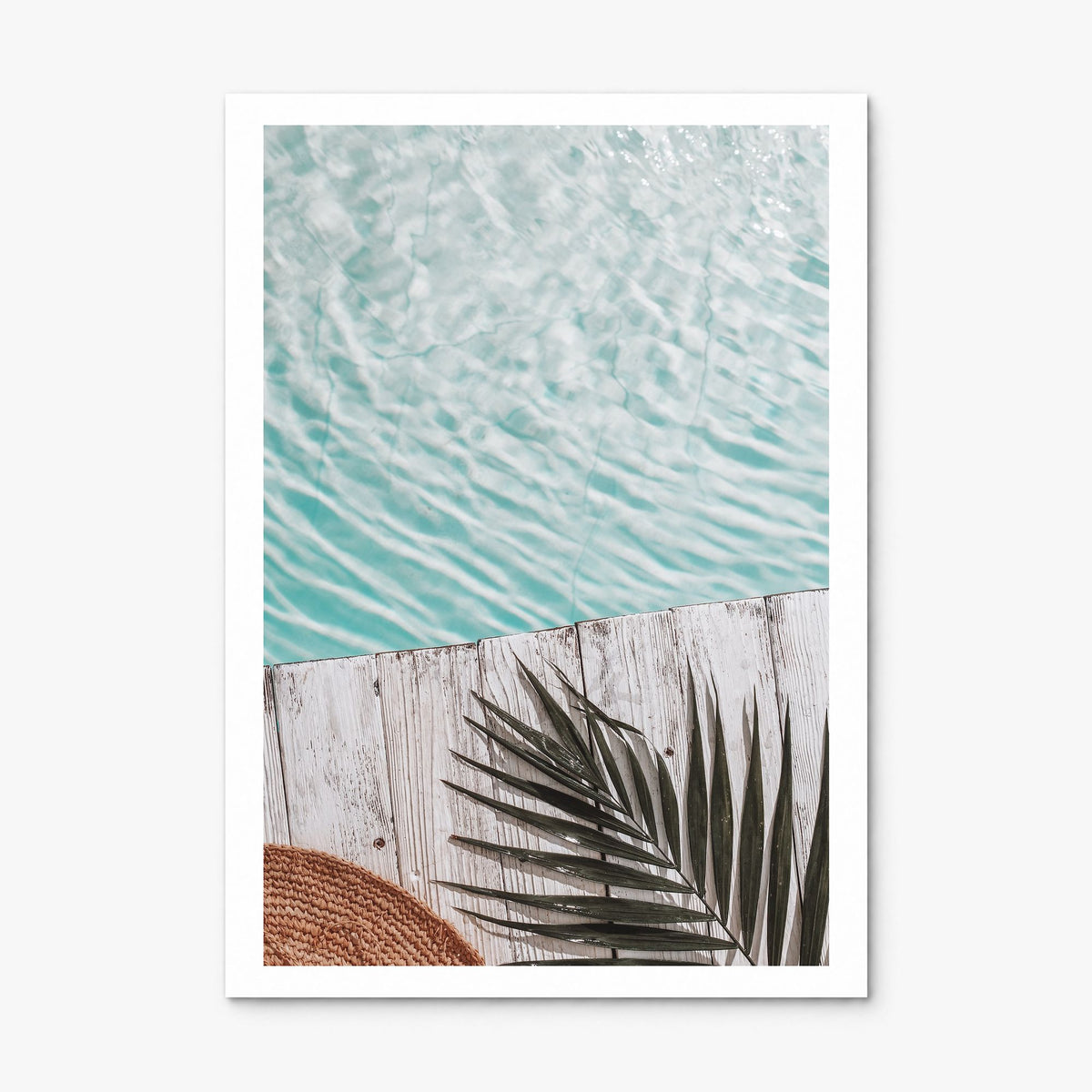 Palm Leaf Pool Photo Poster, print only (unframed), white border