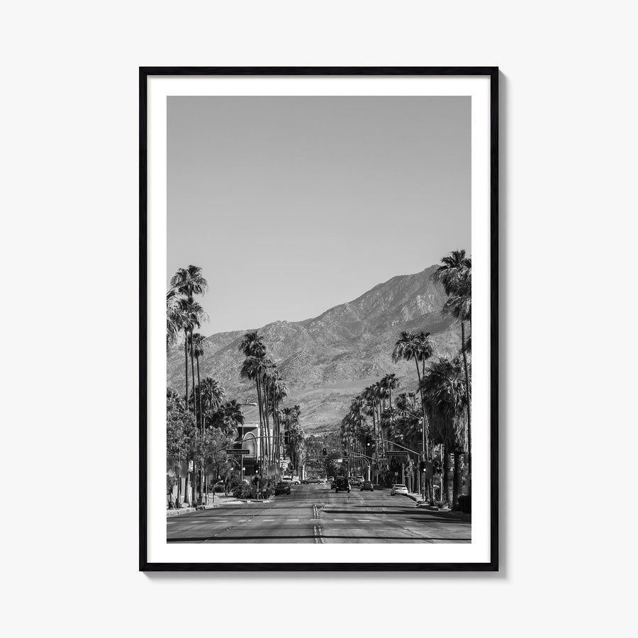Palm Springs no. 1 black & white photo poster of California, USA – vertical wall art, unframed print shown in interior mockup