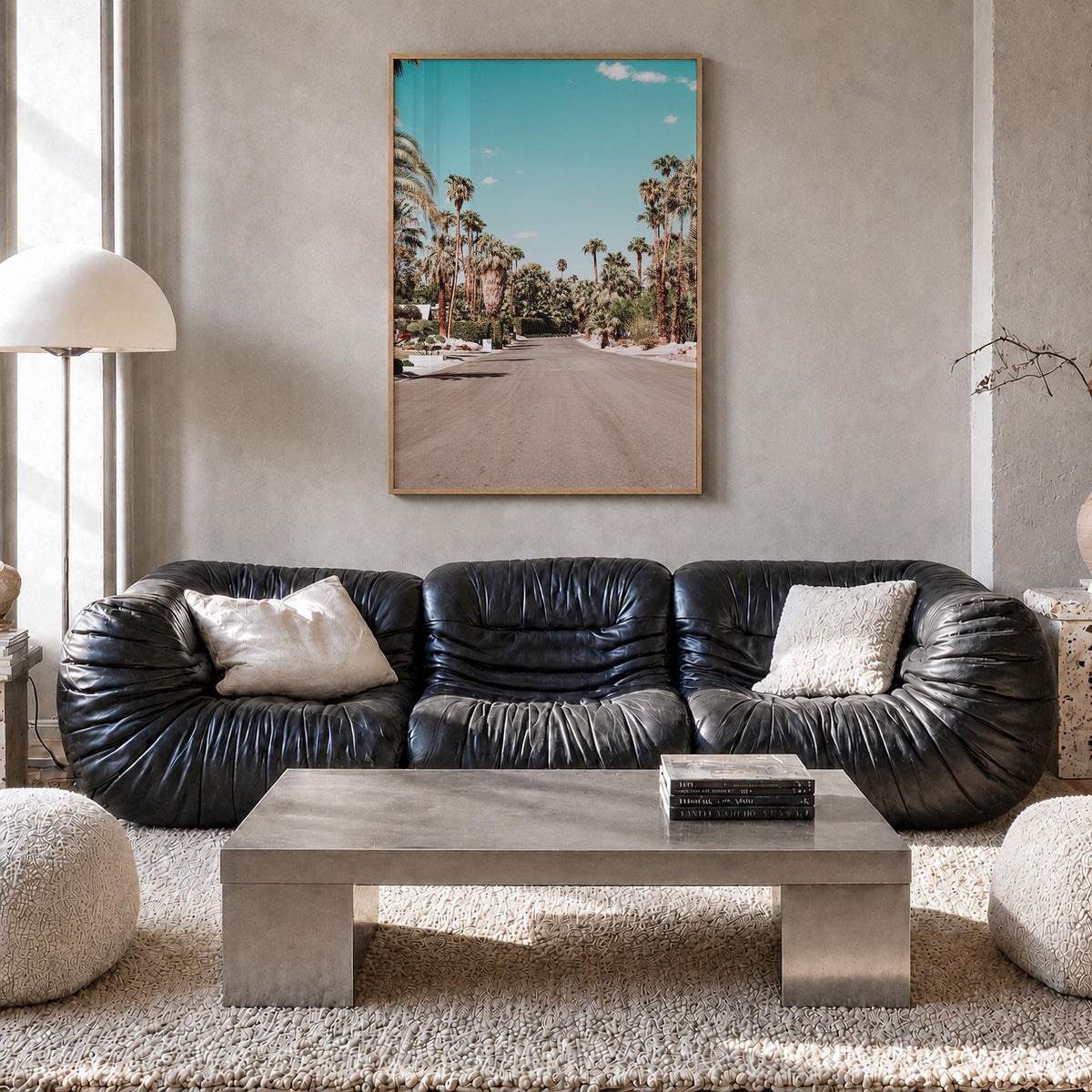 Palm Springs no. 1 colorful photo poster of California, USA – vertical wall art in natural wood frame, hanging on wall