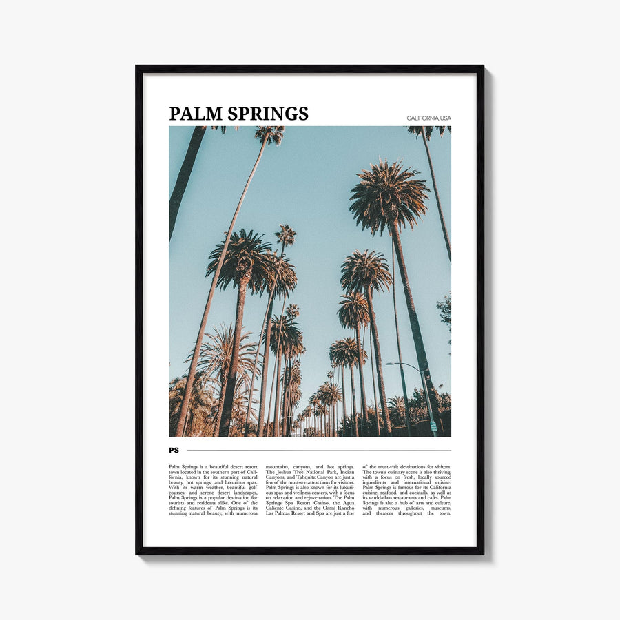 Palm Springs no. 1 colorful travel poster of California, USA – vertical wall art, unframed print shown in interior mockup