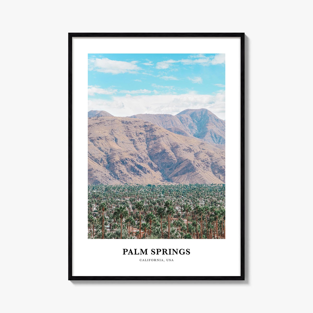 Palm Springs no. 2 colorful classic poster of California, USA – vertical wall art, unframed print shown in interior mockup