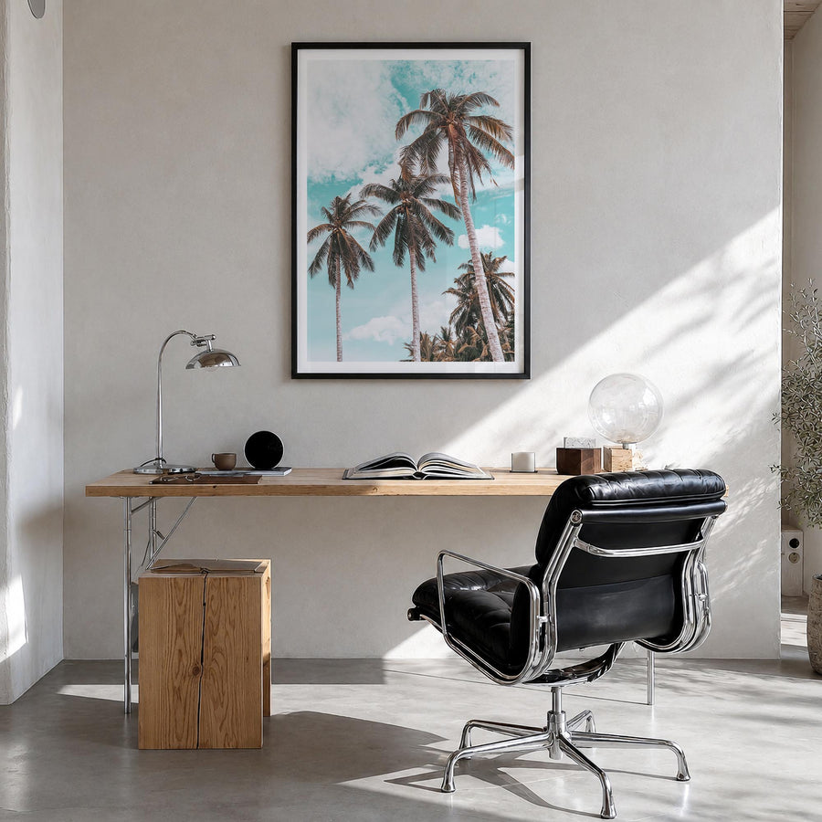 Palm Springs no. 2 colorful photo poster of California, USA – vertical wall art in black wood frame with white border, hangin