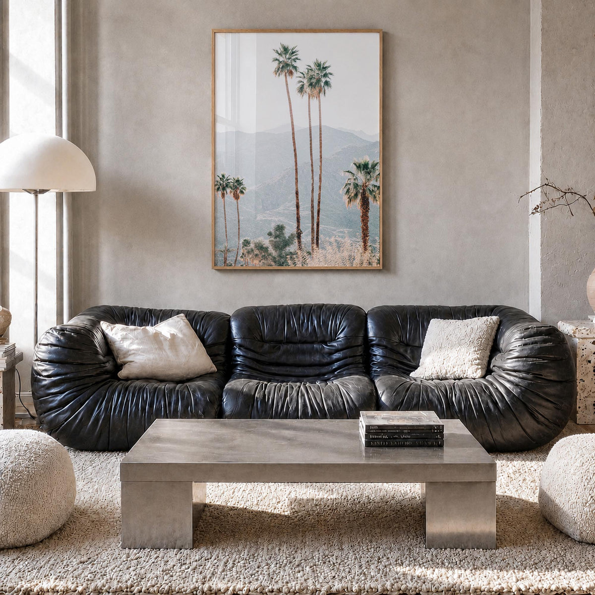 Palm Springs no. 4 colorful photo poster of California, USA – vertical wall art in natural wood frame, hanging on wall